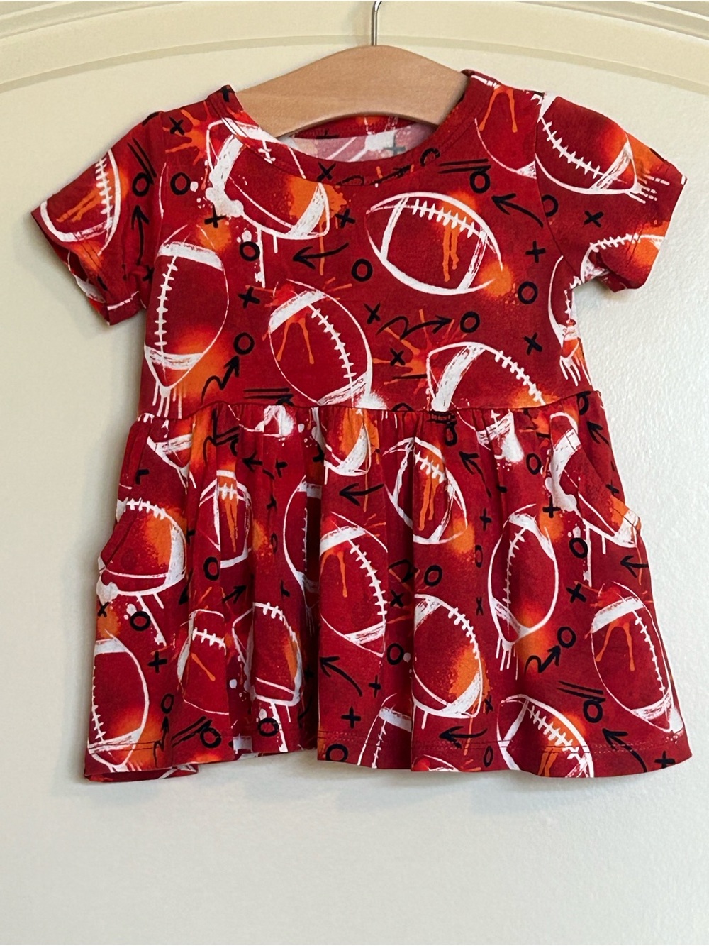 6-12M Birdie Bean Graffiti Football Peplum Top